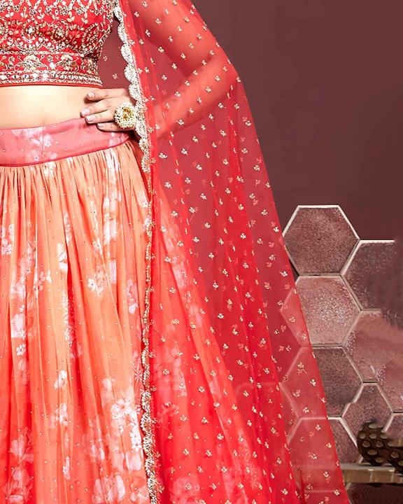 Sabella 103 Orange catalog bridal lehenga online india