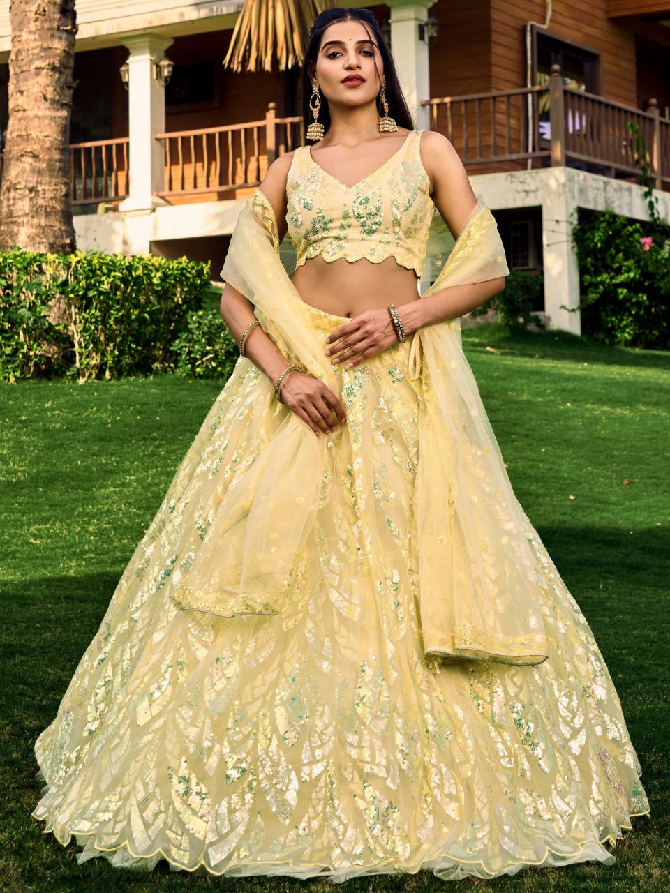 Sabella 5101 Yellow catalog best lehenga designers in india