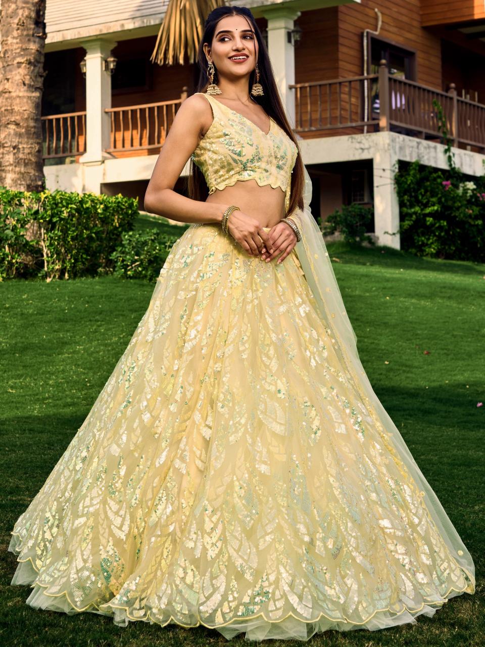 Sabella 5101 Yellow catalog best lehenga designers in india