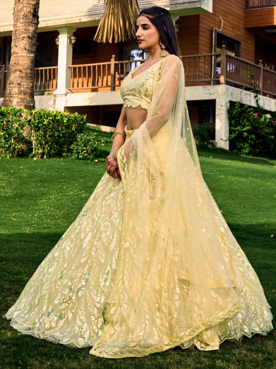 Sabella 5101 Yellow catalog best lehenga designers in india