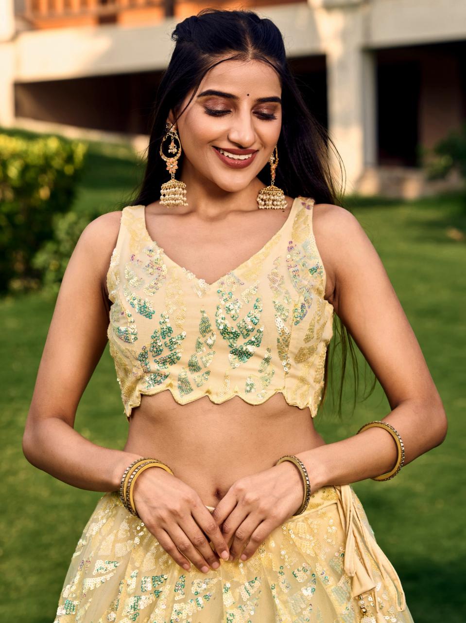 Sabella 5101 Yellow catalog best lehenga designers in india