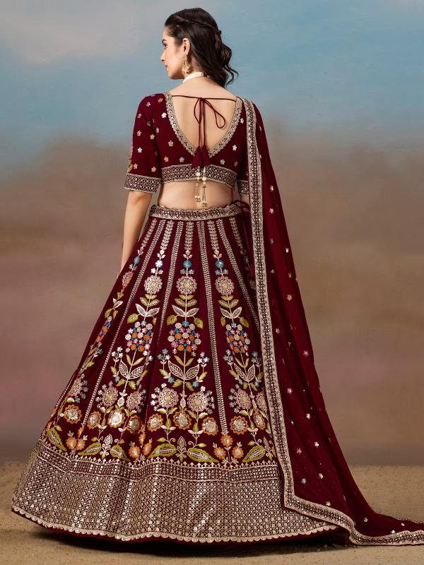 Sabella 6008 Maroon catalog best wedding lehenga designers in india