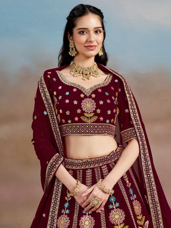 Sabella 6008 Maroon catalog best wedding lehenga designers in india