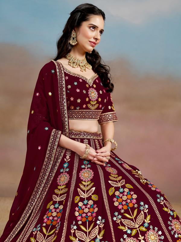 Sabella 6008 Maroon catalog best wedding lehenga designers in india