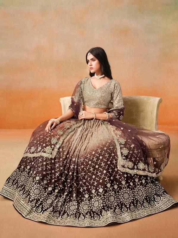 Sabella 7086 Brown catalog famous lehenga designers in india
