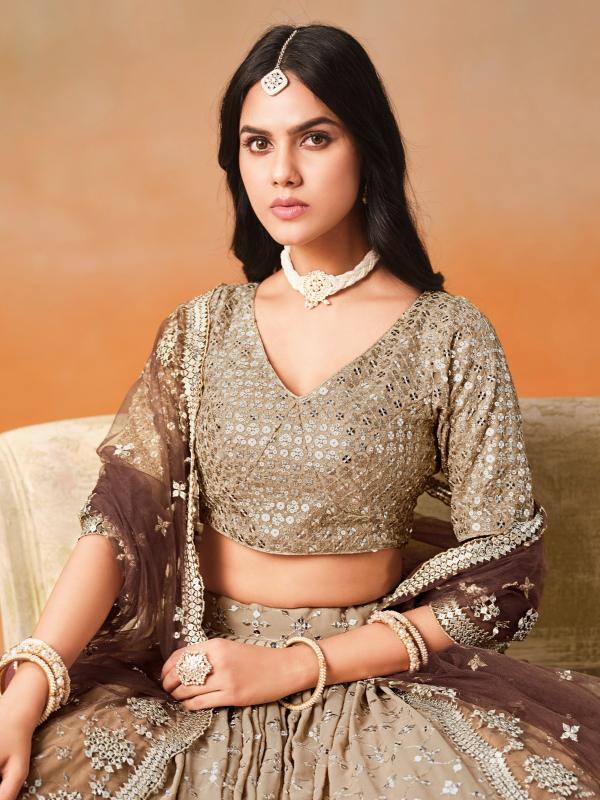 Sabella 7086 Brown catalog famous lehenga designers in india