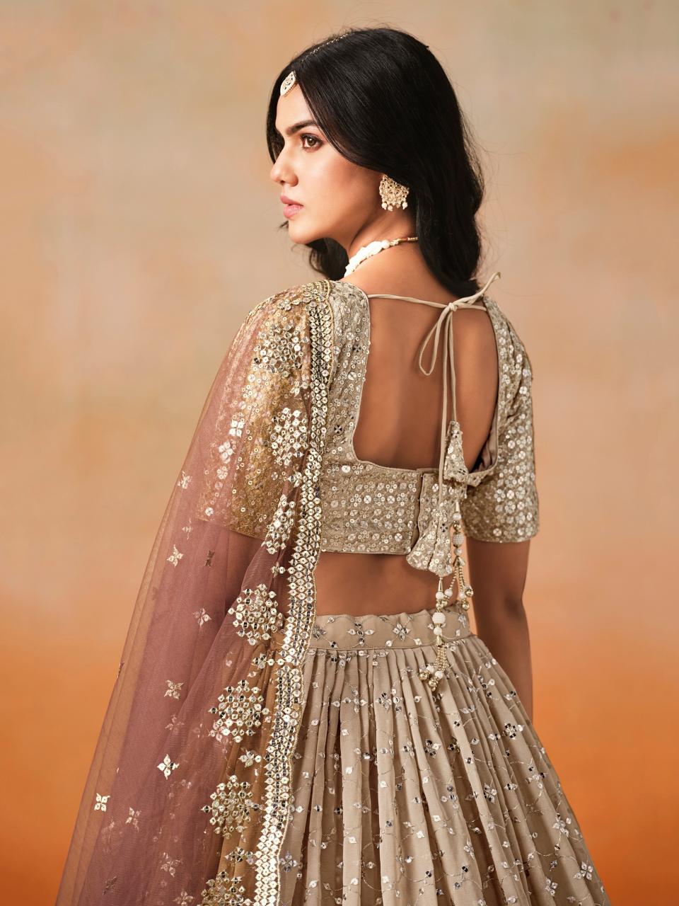 Sabella 7086 Brown catalog famous lehenga designers in india