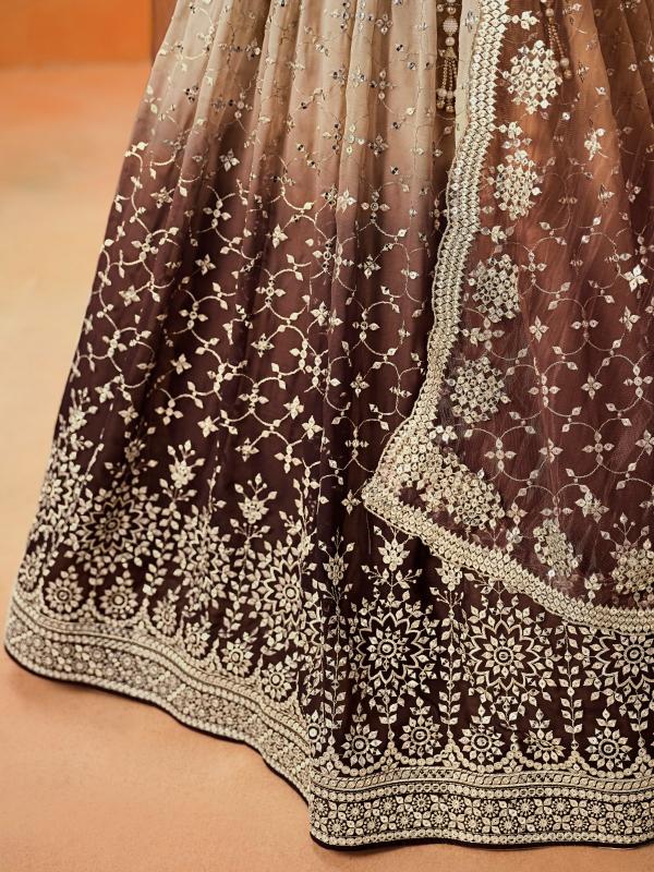 Sabella 7086 Brown catalog famous lehenga designers in india