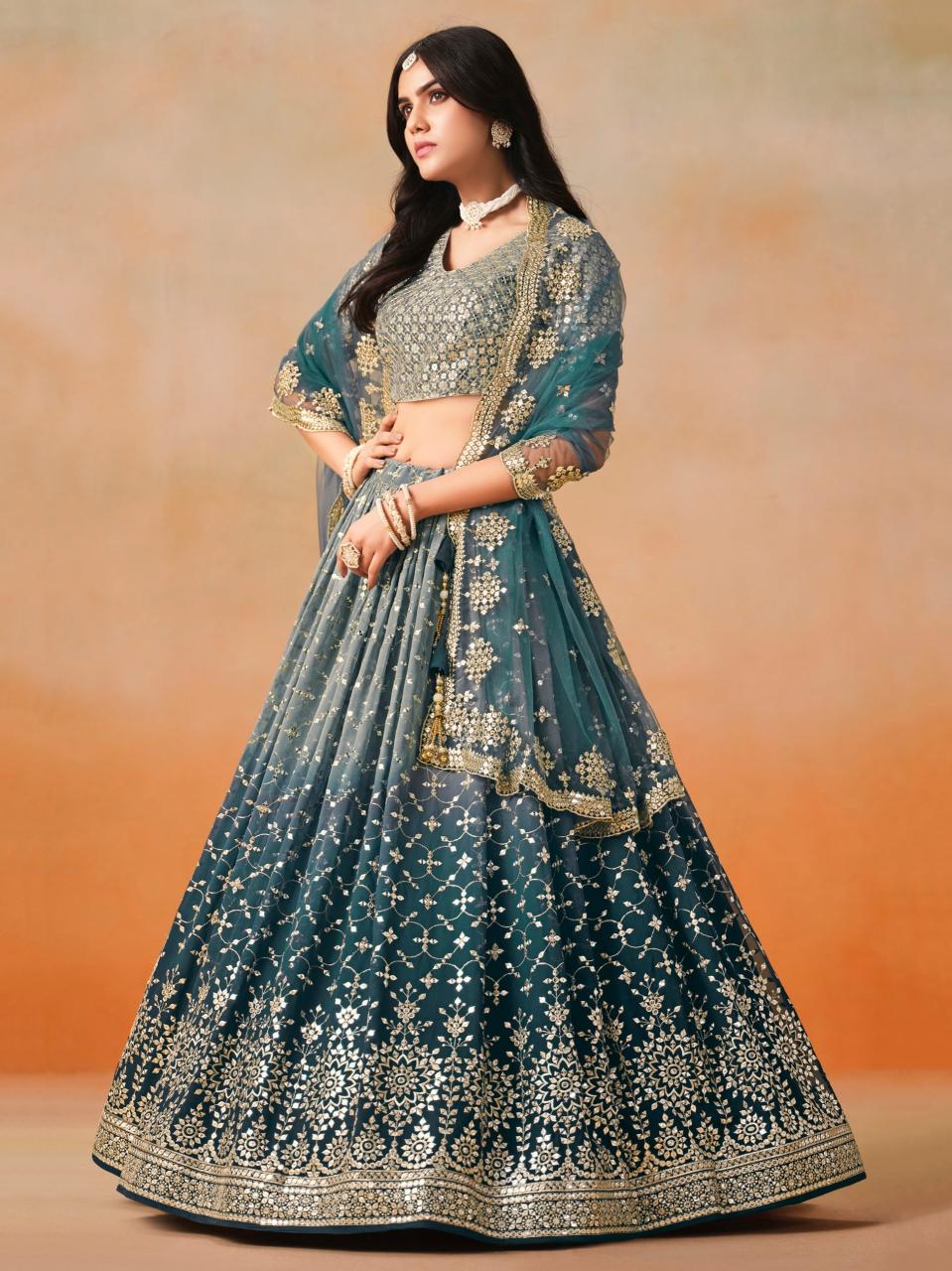 Sabella 7086 Dove Blue catalog best online shopping for lehenga in india