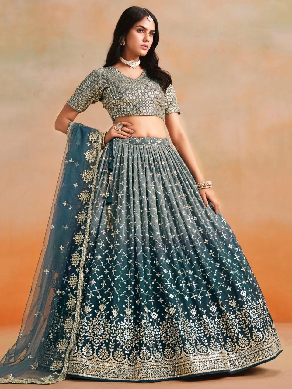 Sabella 7086 Dove Blue catalog best online shopping for lehenga in india