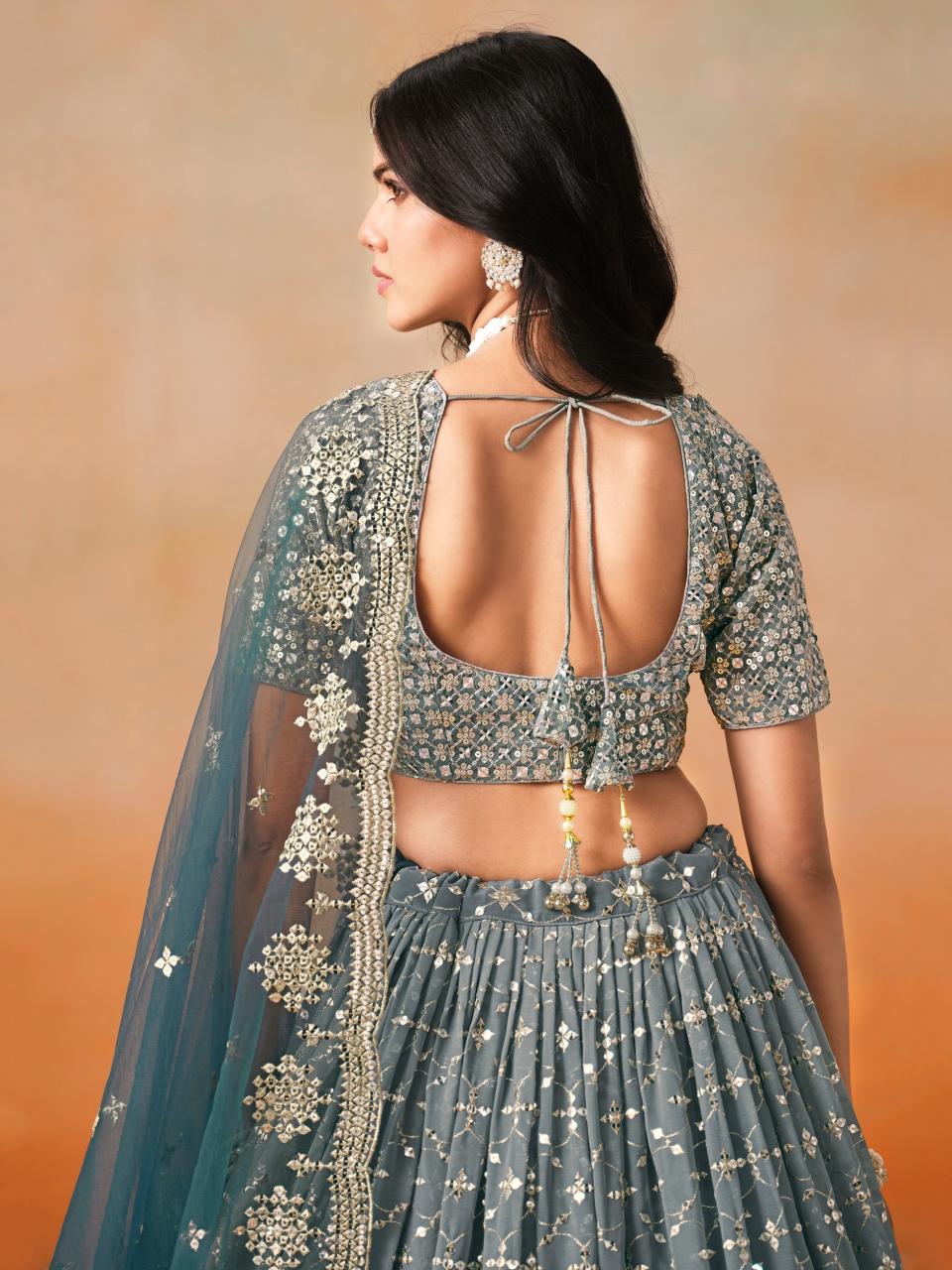Sabella 7086 Dove Blue catalog best online shopping for lehenga in india
