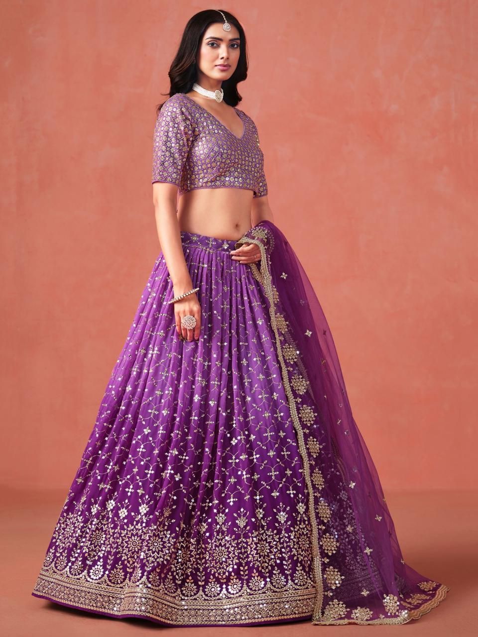 Sabella 7086 Purple catalog india bazaar online lehenga