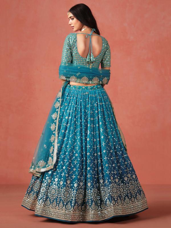 Sabella 7086 Rama Blue catalog meena bazaar lehenga online india
