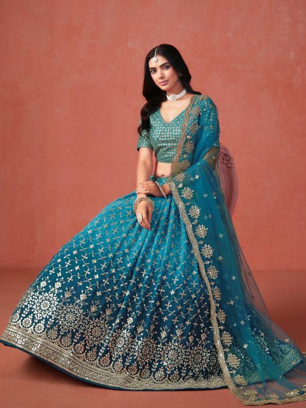 Sabella 7086 Rama Blue catalog meena bazaar lehenga online india