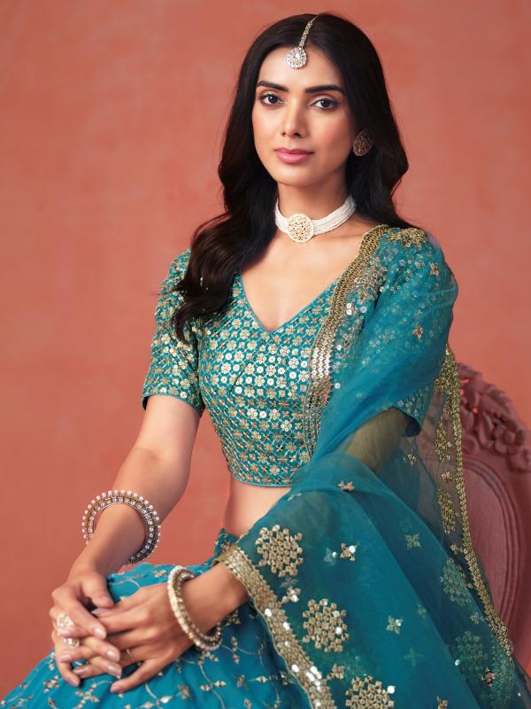 Sabella 7086 Rama Blue catalog meena bazaar lehenga online india