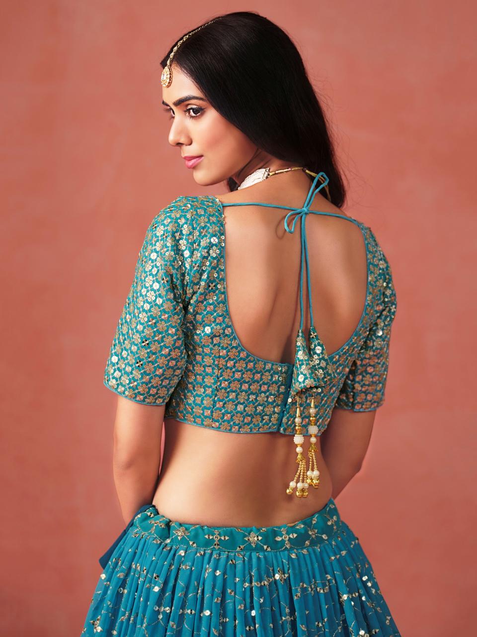 Sabella 7086 Rama Blue catalog meena bazaar lehenga online india