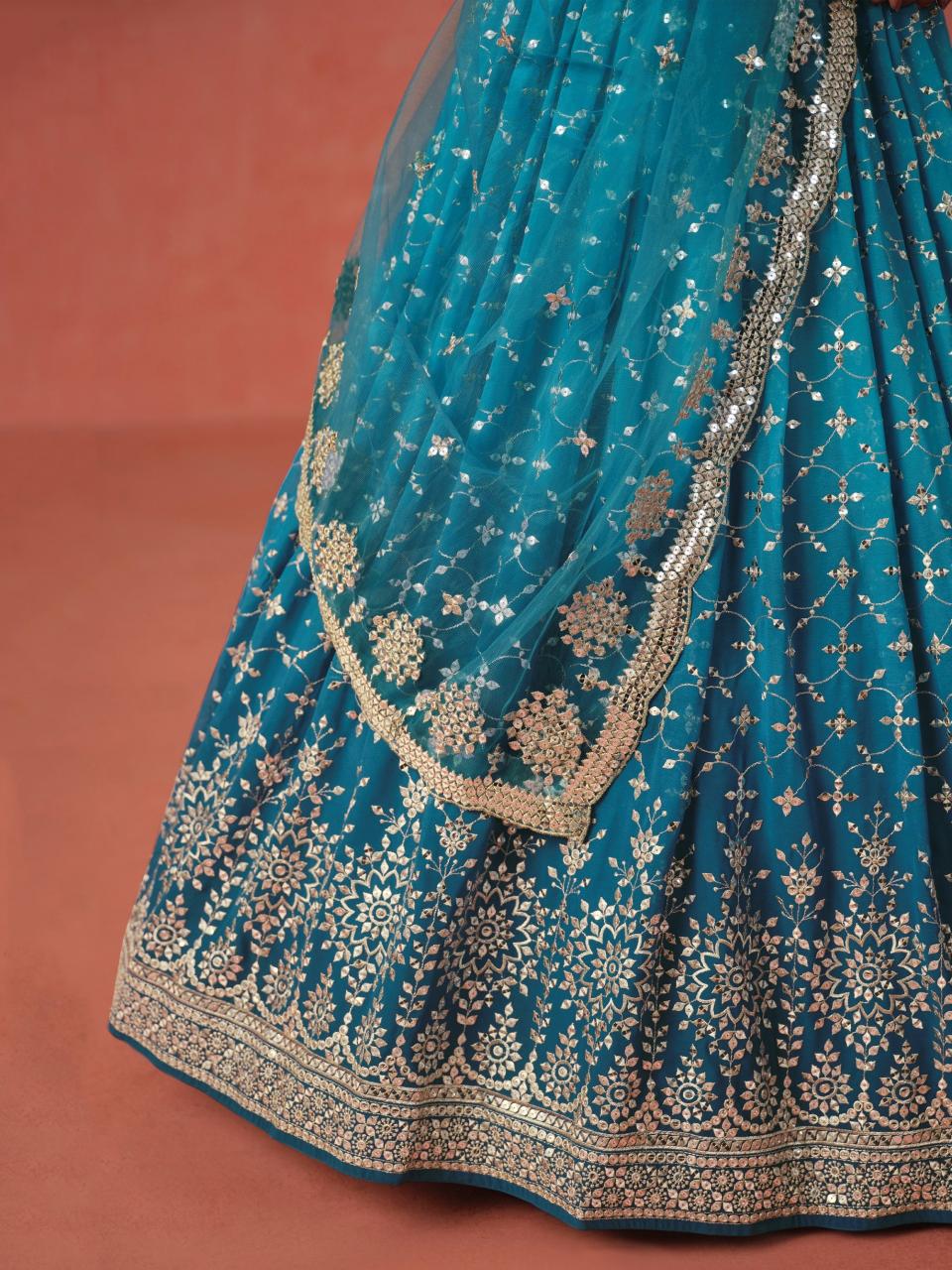 Sabella 7086 Rama Blue catalog meena bazaar lehenga online india
