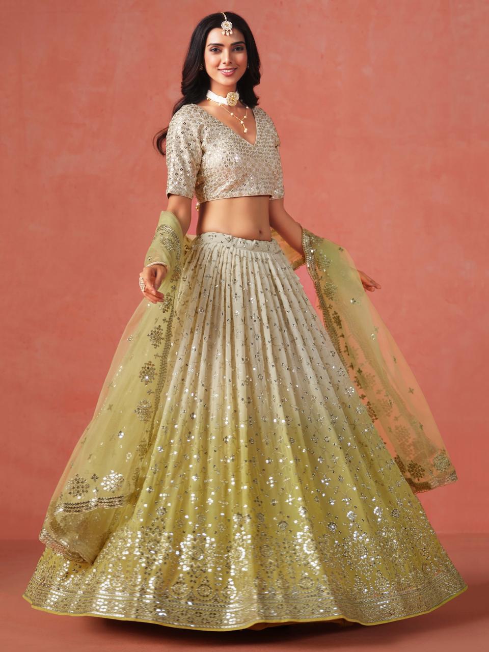Sabella 7086 Yellow catalog best lehenga shop in india