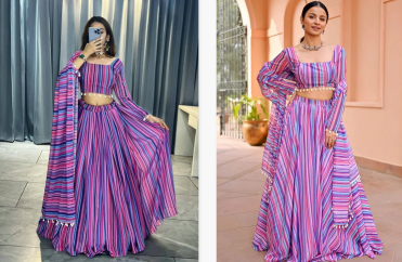 Sabella Multi Stripe 01 catalog buy pink lehenga online india