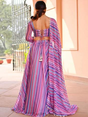 Sabella Multi Stripe 01 catalog buy pink lehenga online india