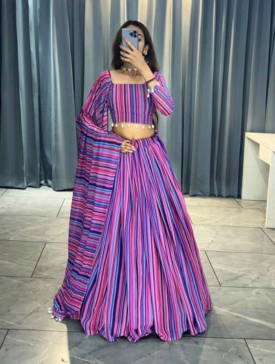 Sabella Multi Stripe 01 catalog buy pink lehenga online india