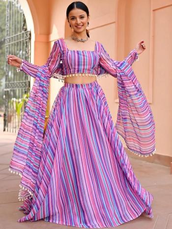 Sabella Multi Stripe 01 catalog buy pink lehenga online india