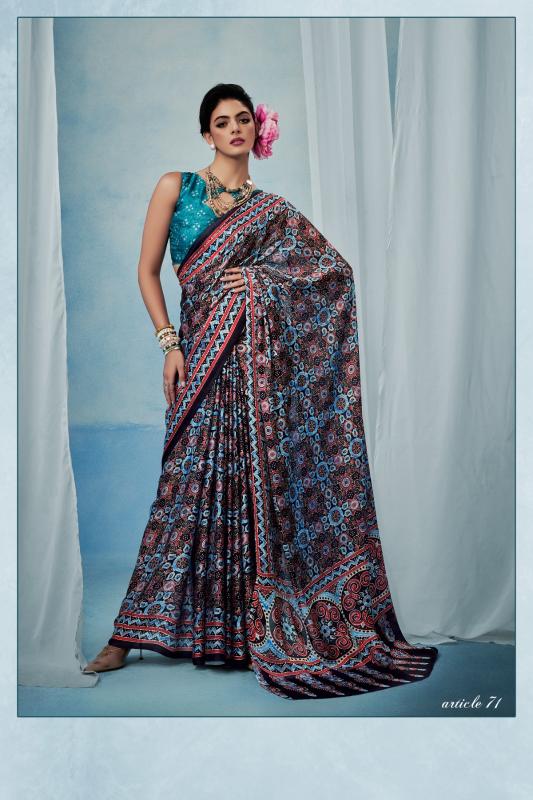 Sosy Ajrakh silk catalog surat designer saree manufacturer