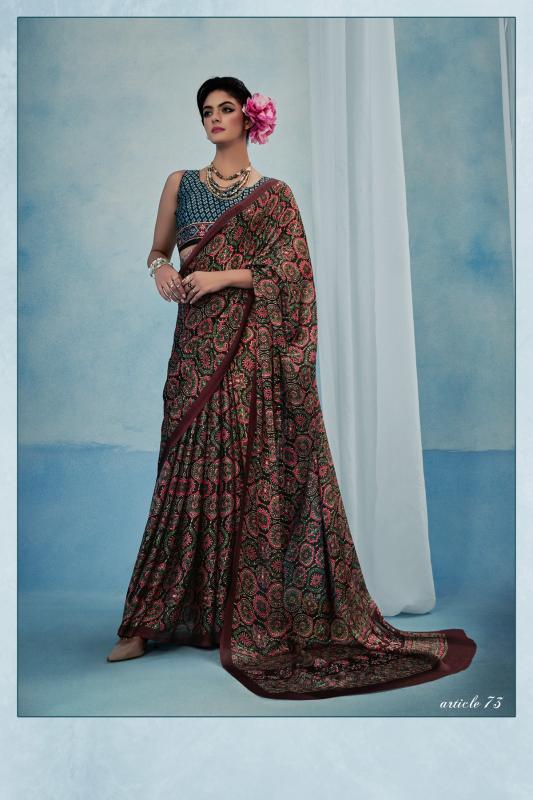 Sosy Ajrakh silk catalog surat designer saree manufacturer