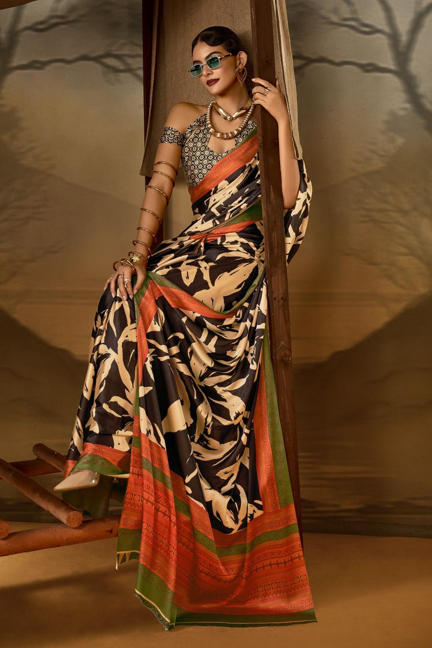 Sosy Satin Silk catalog surat printed satin sarees