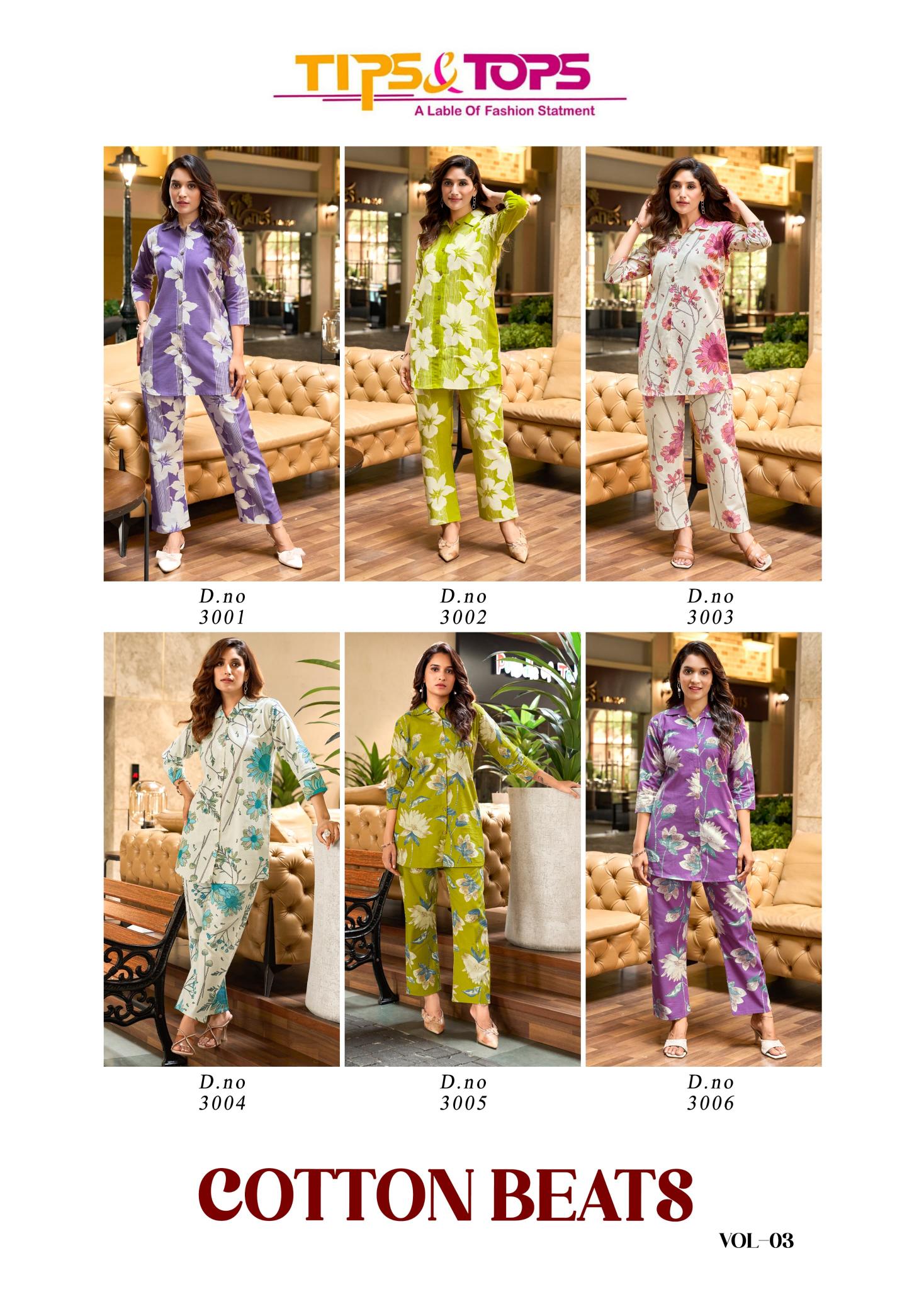 Tips & Tops Cotton Beats Vol 3 catalog coord set for women wholesale