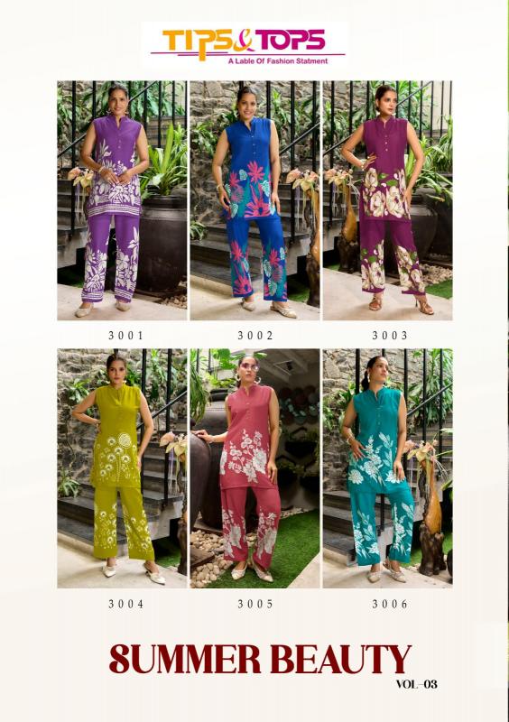 Tips & Tops Summer Beauty vol 3 catalog reyon print wholesale co ord sets