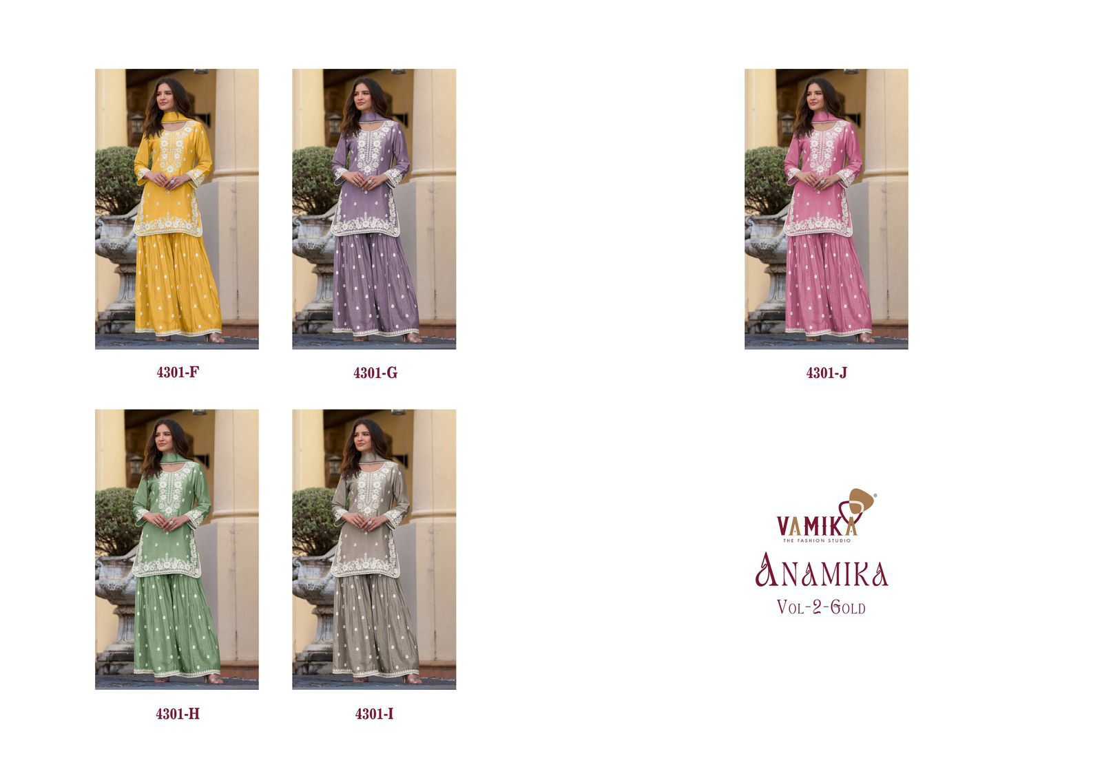 Vamika Anamika Vol 2 Gold (D.NO.4301F To 4301J) Catalog fabindia kurtis online india