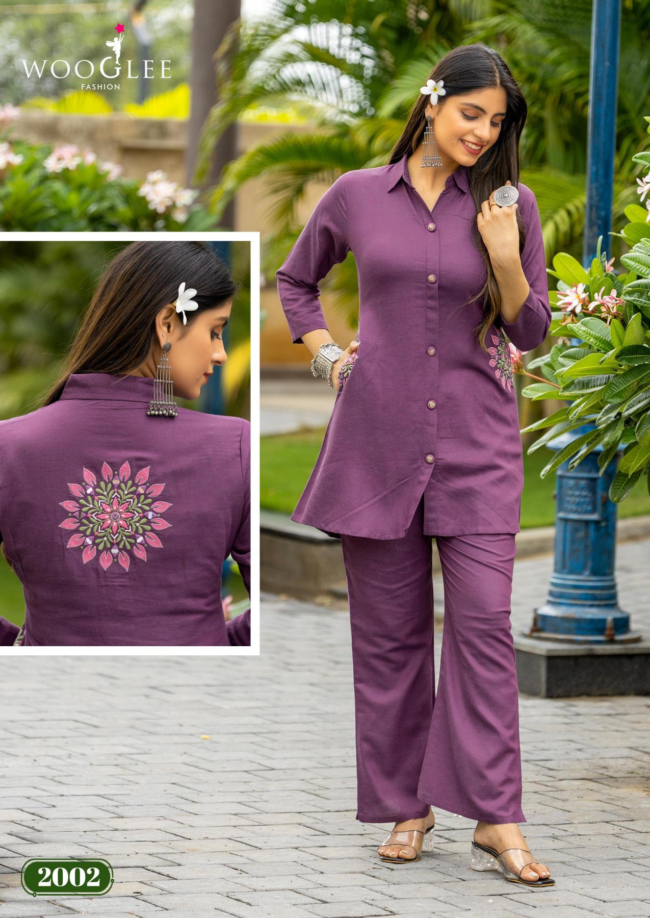 Wooglee Elina catalog Plain co ord set for women wholesale