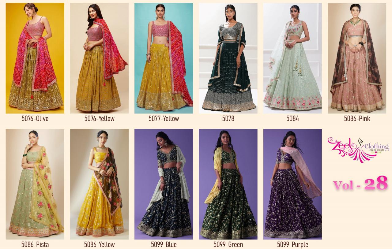 Zeel Clothing Volume 28 Catalog india party wear lehenga