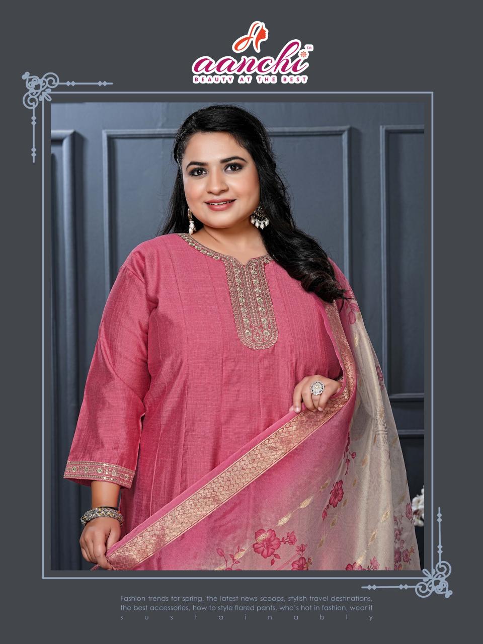 Aanchi Plus Blush catalog plus size kurti in india