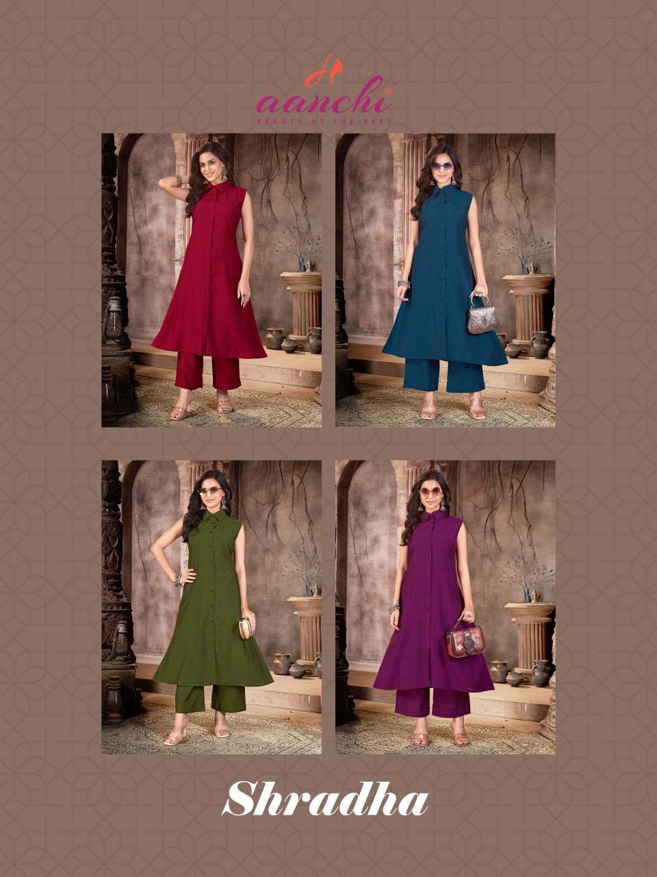 Aanchi Shradha catalog modest co ord sets wholesale