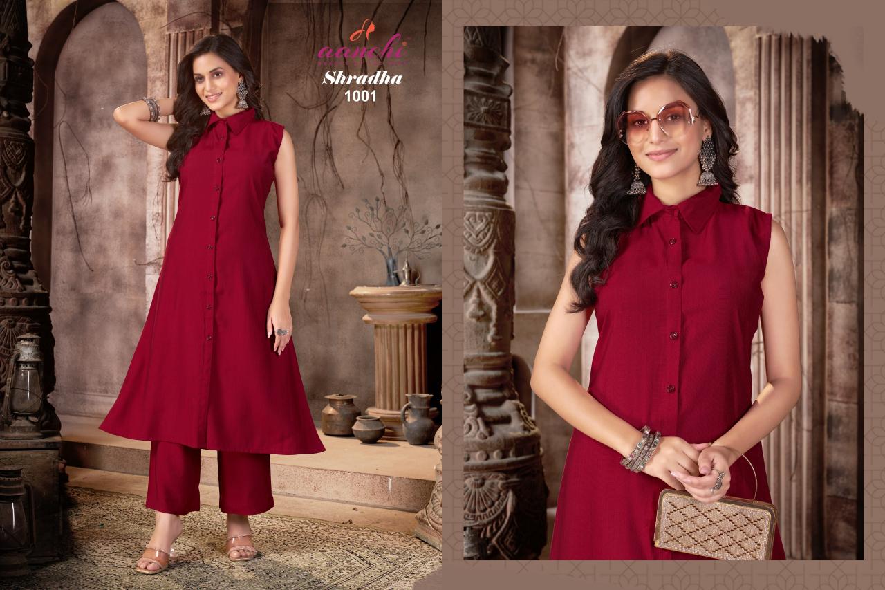 Aanchi Shradha catalog modest co ord sets wholesale