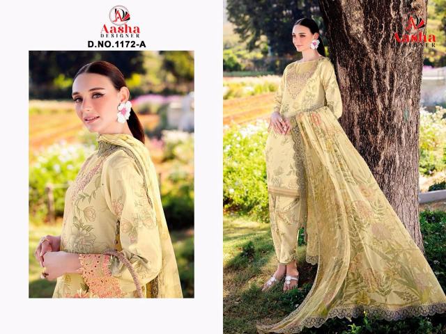 Aasha 1172 AB catalog Cotton Dupatta pakistani suits wholesale online