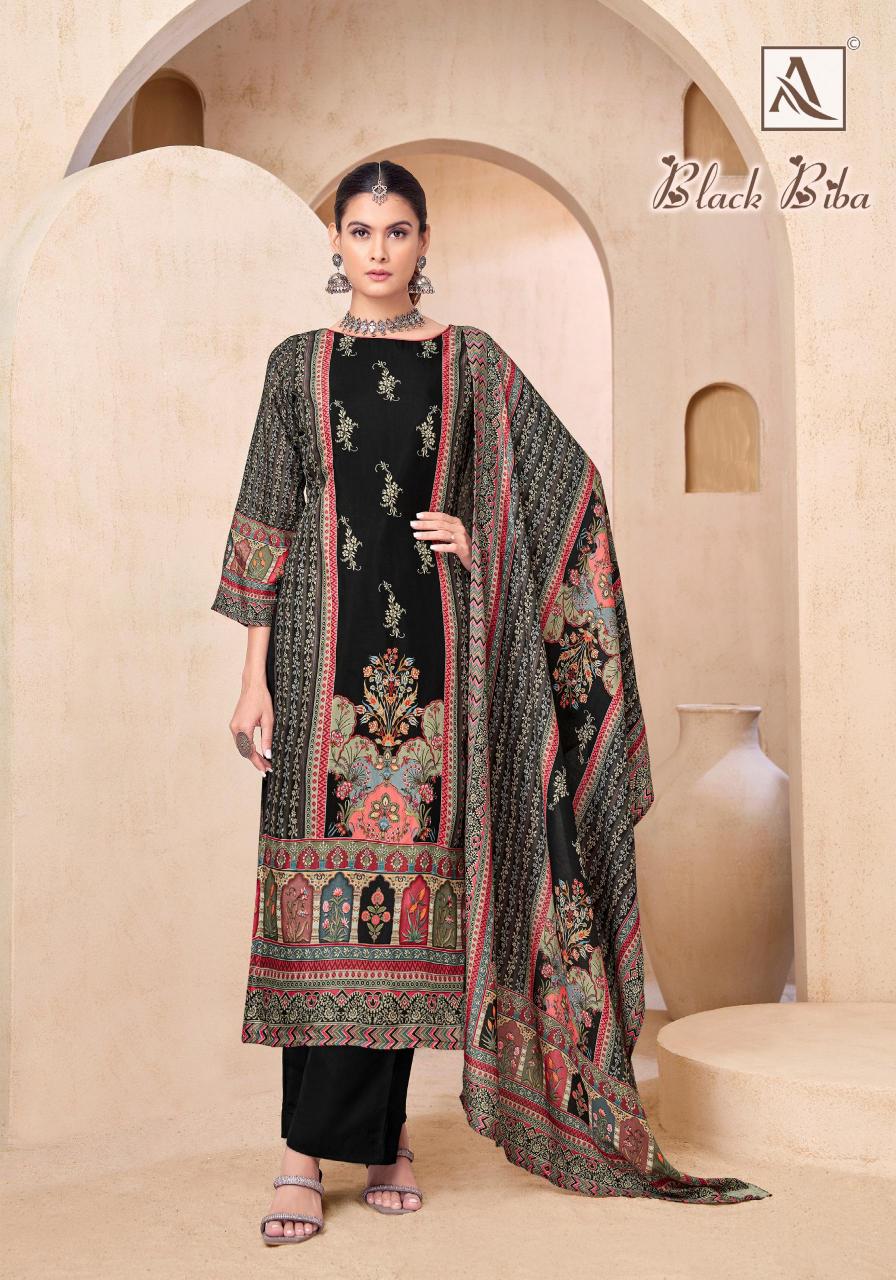 Alok Black Biba catalog dress material wholesale with price