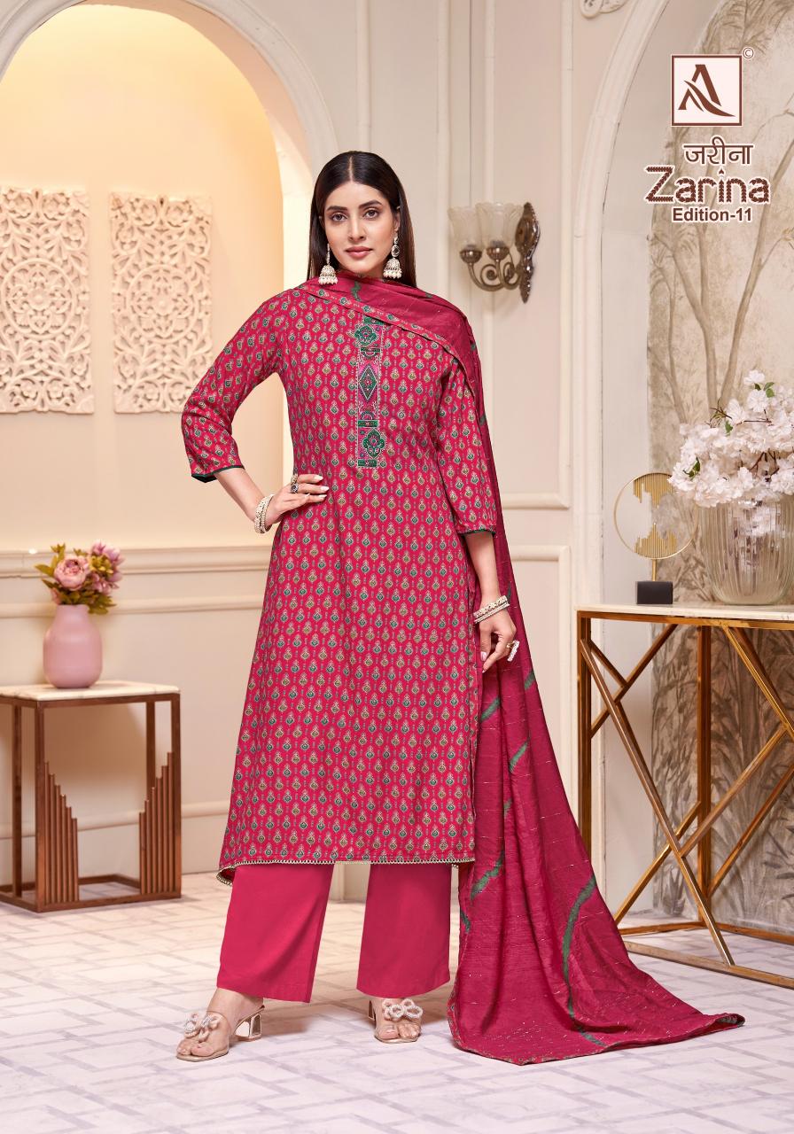 Alok Zarina Vol 11 catalog wholesale market of ladies dress materials in mumbai