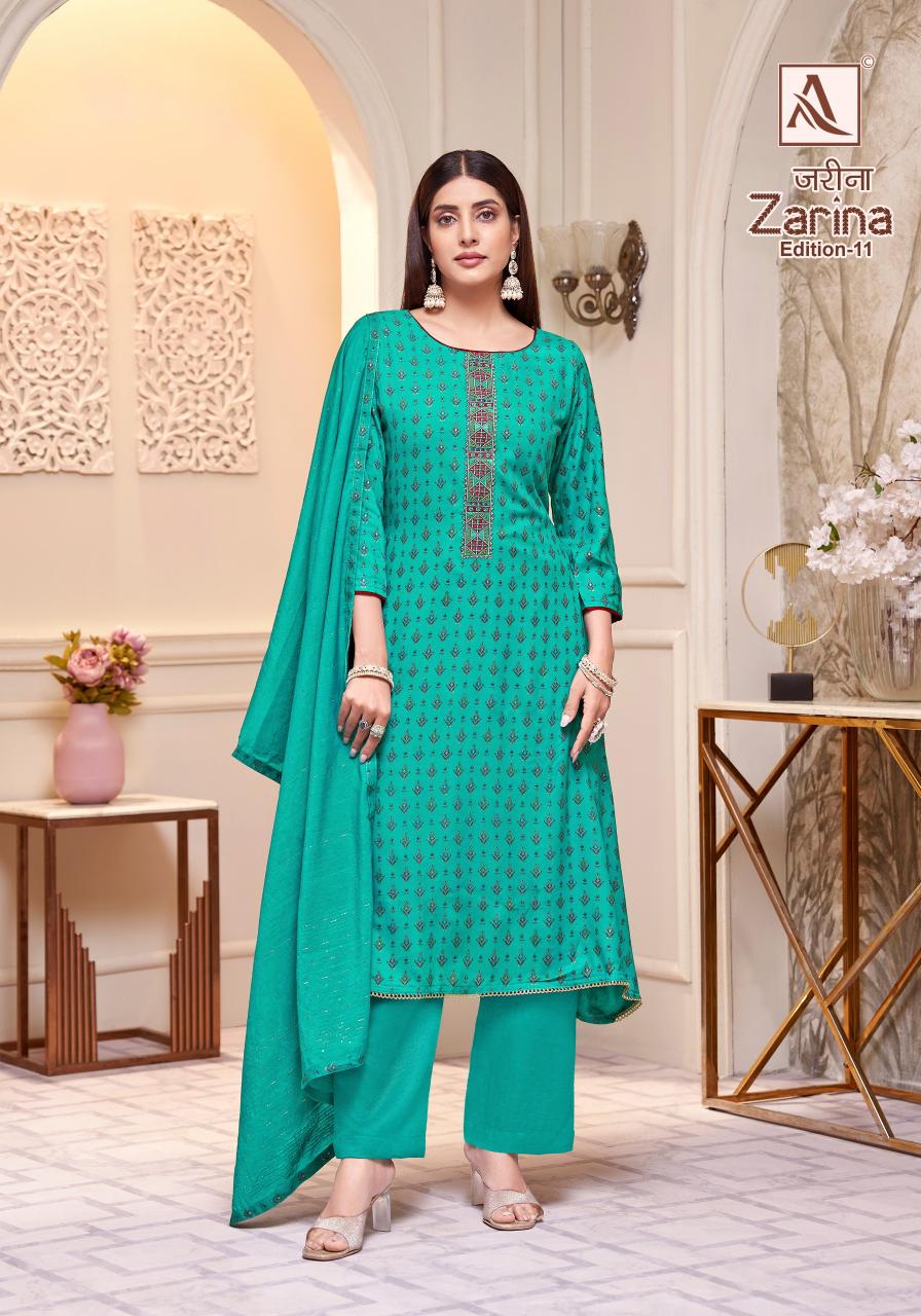 Alok Zarina Vol 11 catalog wholesale market of ladies dress materials in mumbai