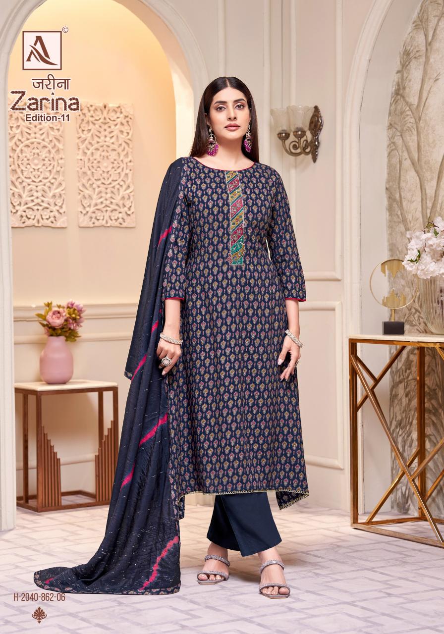 Alok Zarina Vol 11 catalog wholesale market of ladies dress materials in mumbai