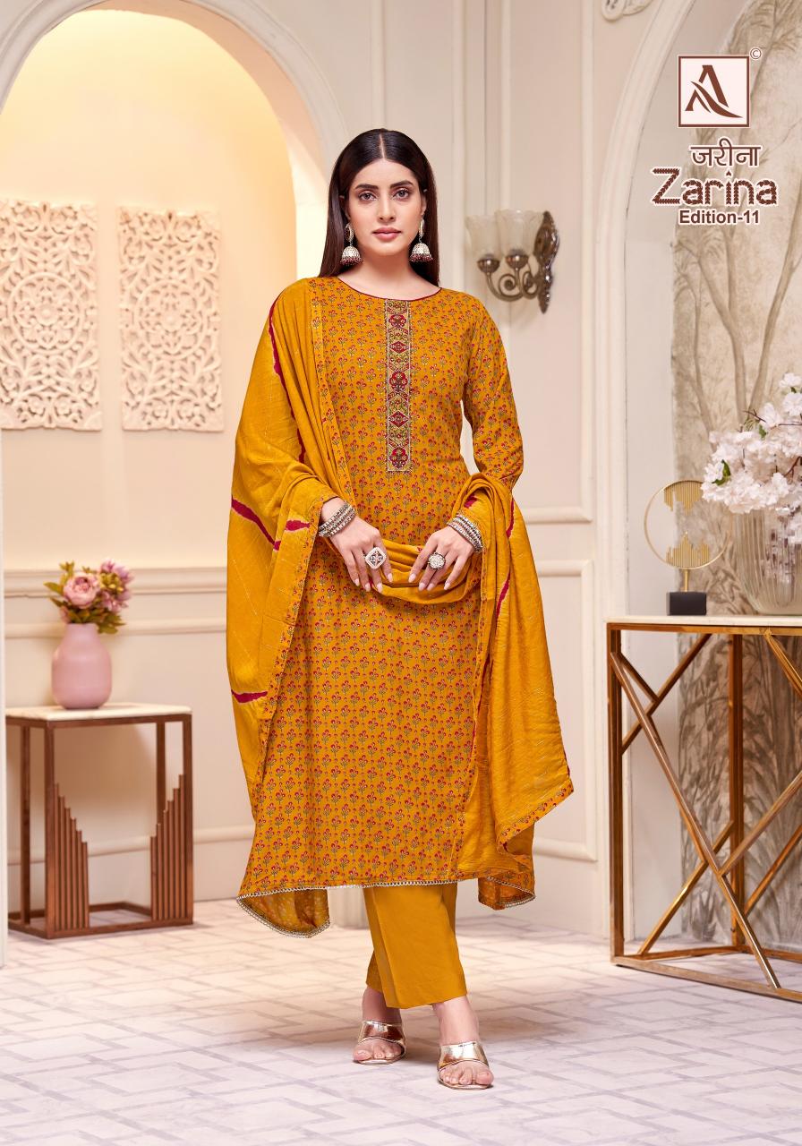 Alok Zarina Vol 11 catalog wholesale market of ladies dress materials in mumbai