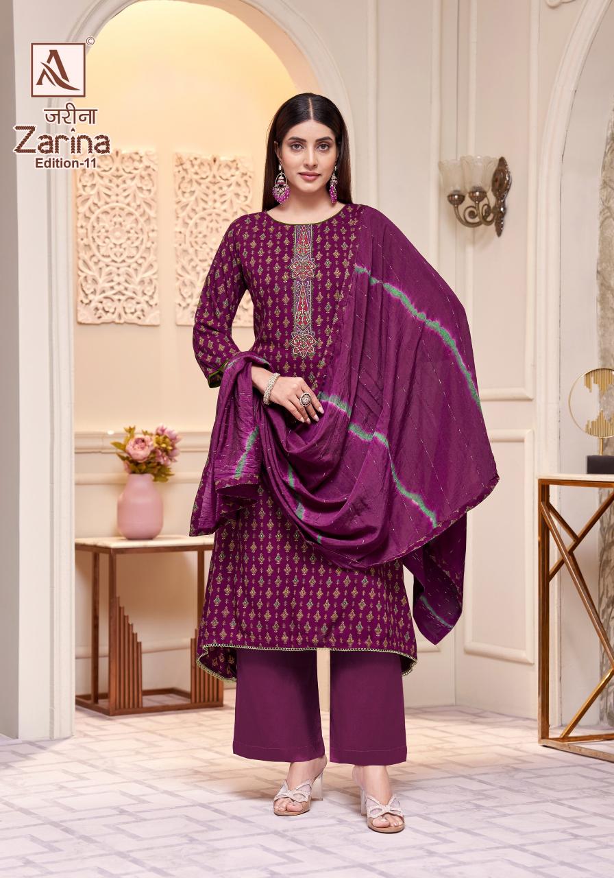 Alok Zarina Vol 11 catalog wholesale market of ladies dress materials in mumbai