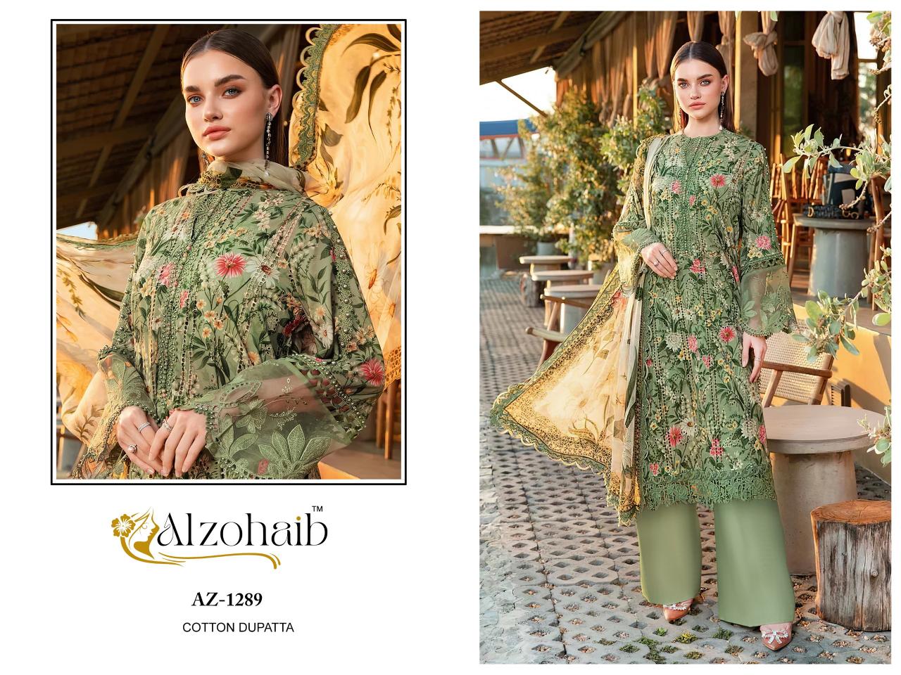 Alzohaib Az 1288 to 89 catalog Cotton Dupatta pakistani suits wholesalers in kolkata