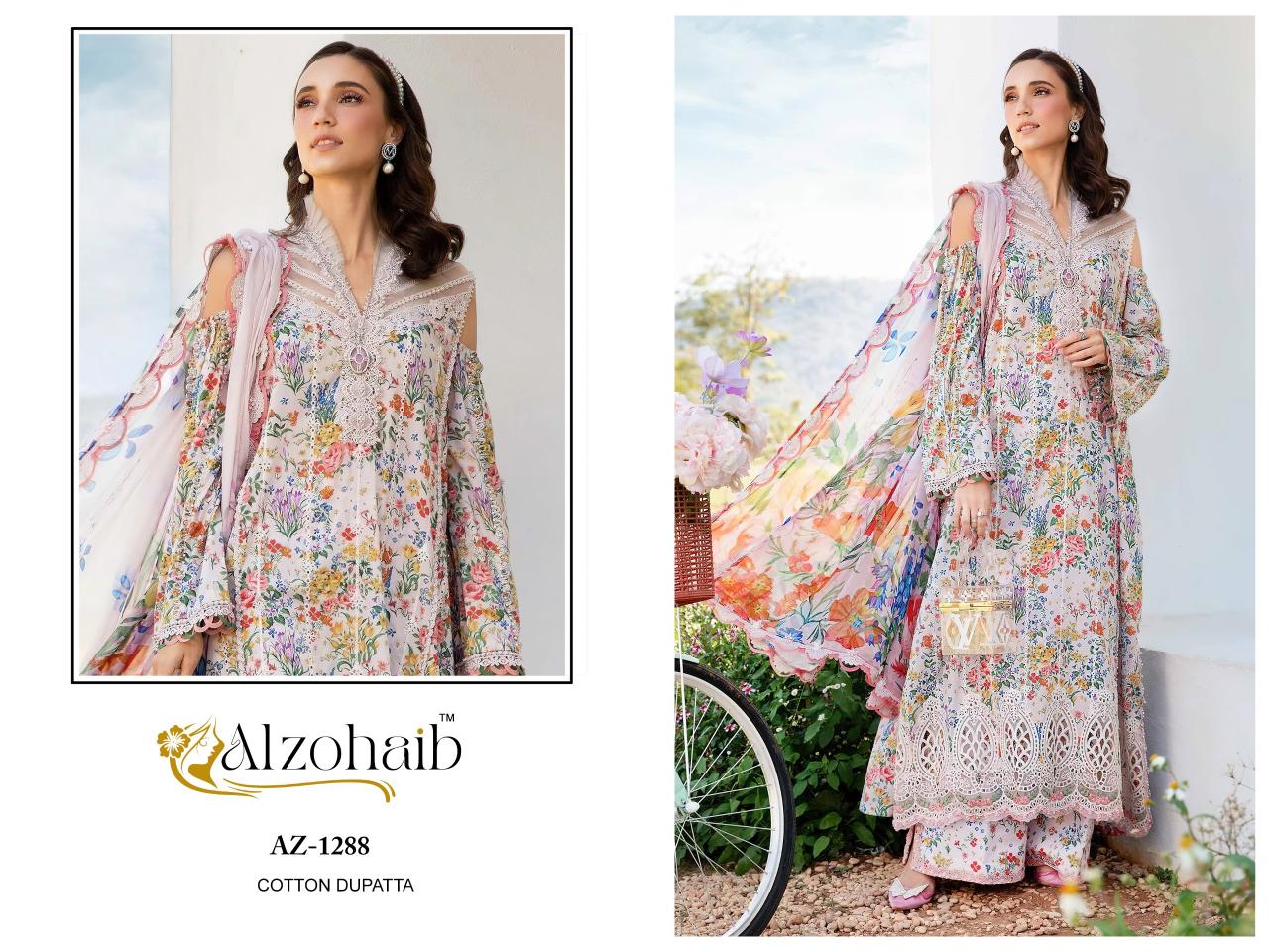 Alzohaib Az 1288 to 89 catalog Cotton Dupatta pakistani suits wholesalers in kolkata