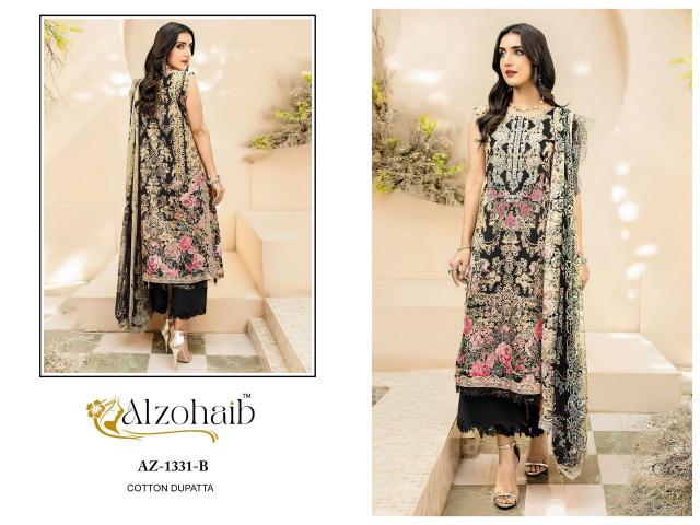 Alzohaib Az 1331 A And B catalog Cotton Dupatta pakistani replica suits wholesale surat
