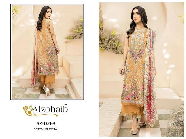 Alzohaib Az 1331 A And B catalog Cotton Dupatta pakistani replica suits wholesale surat