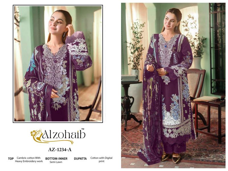 Alzohaib Az Zahra Vol 1 catalog Cotton Dupatta online pakistani suits wholesale
