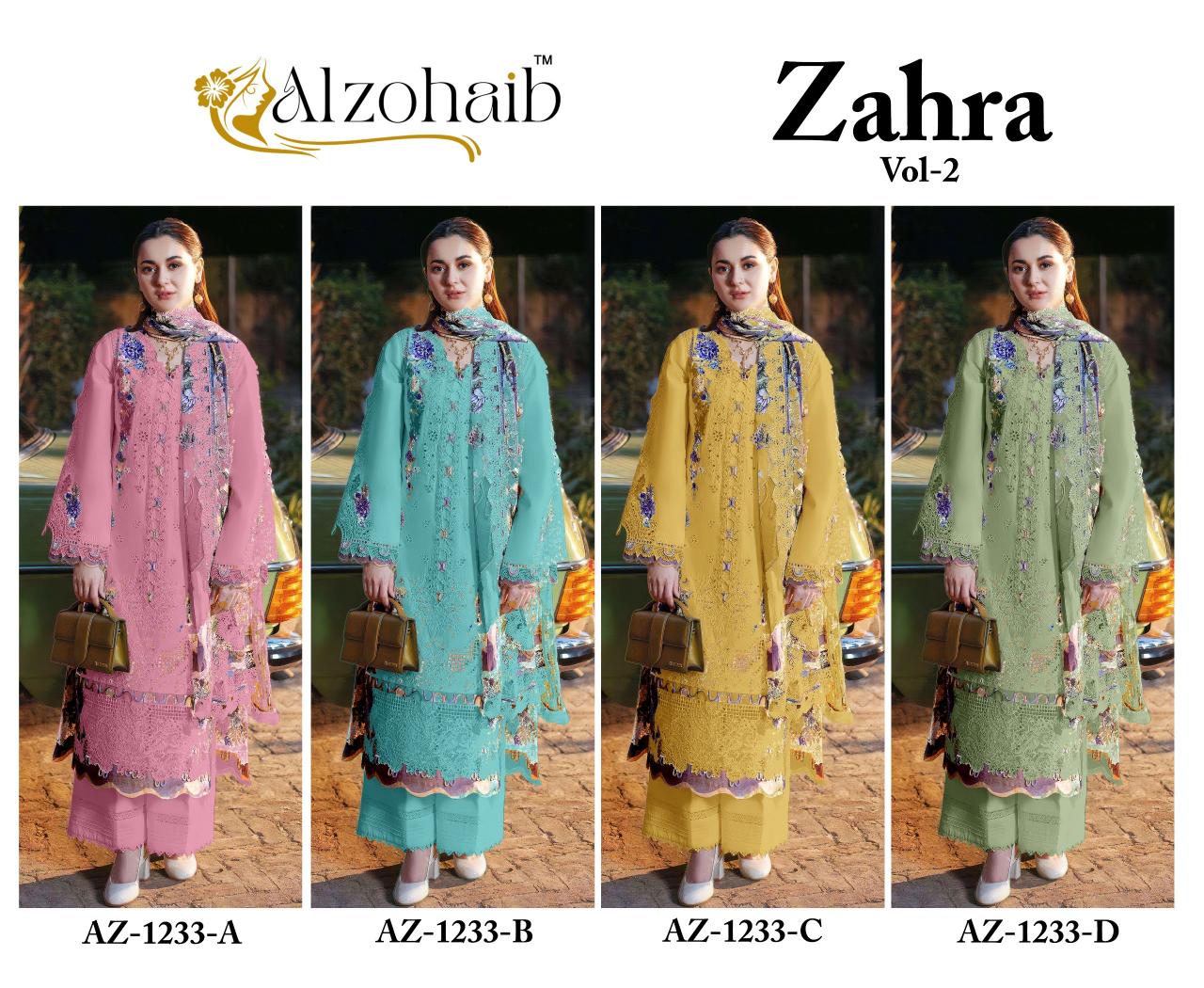 Alzohaib Az Zahra Vol 2 catalog Chiffon Dupatta pakistani wholesale suits in allahabad